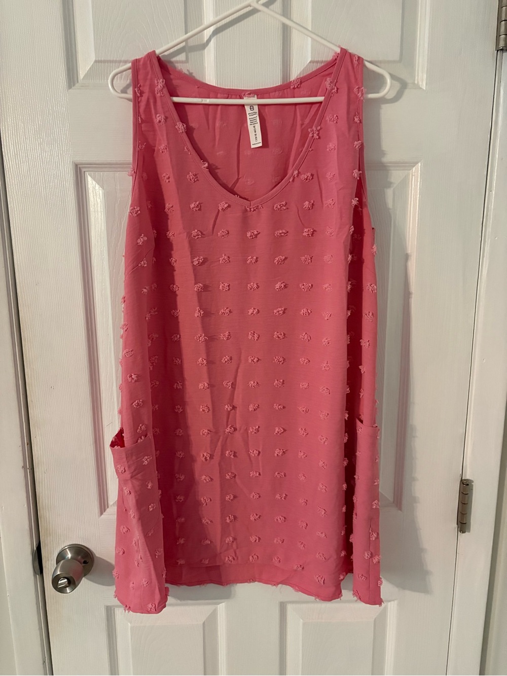 Pink Swiss Dot Sheer Beach Cover Up Dress XL Boho Resortwear - Picture 6 of 6
